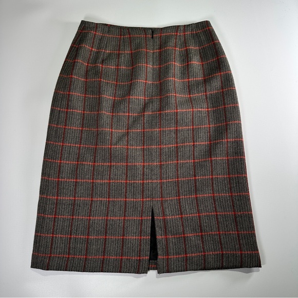 Harvé Benard Sport workwear wool pencil skirt herringbone windowpane size 12 - Picture 5 of 10